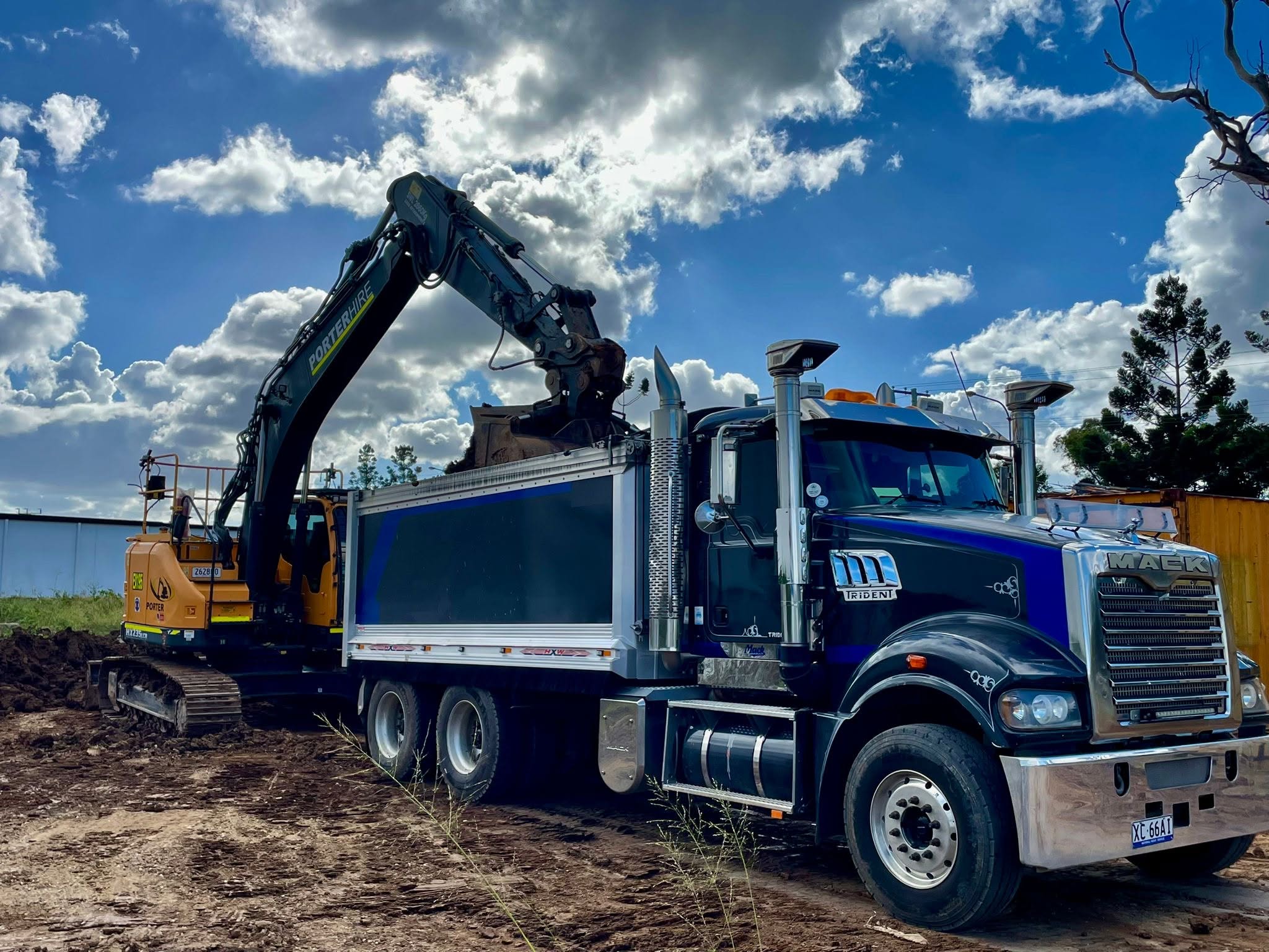 DNE Civil & Hire machinery on a civil construction site