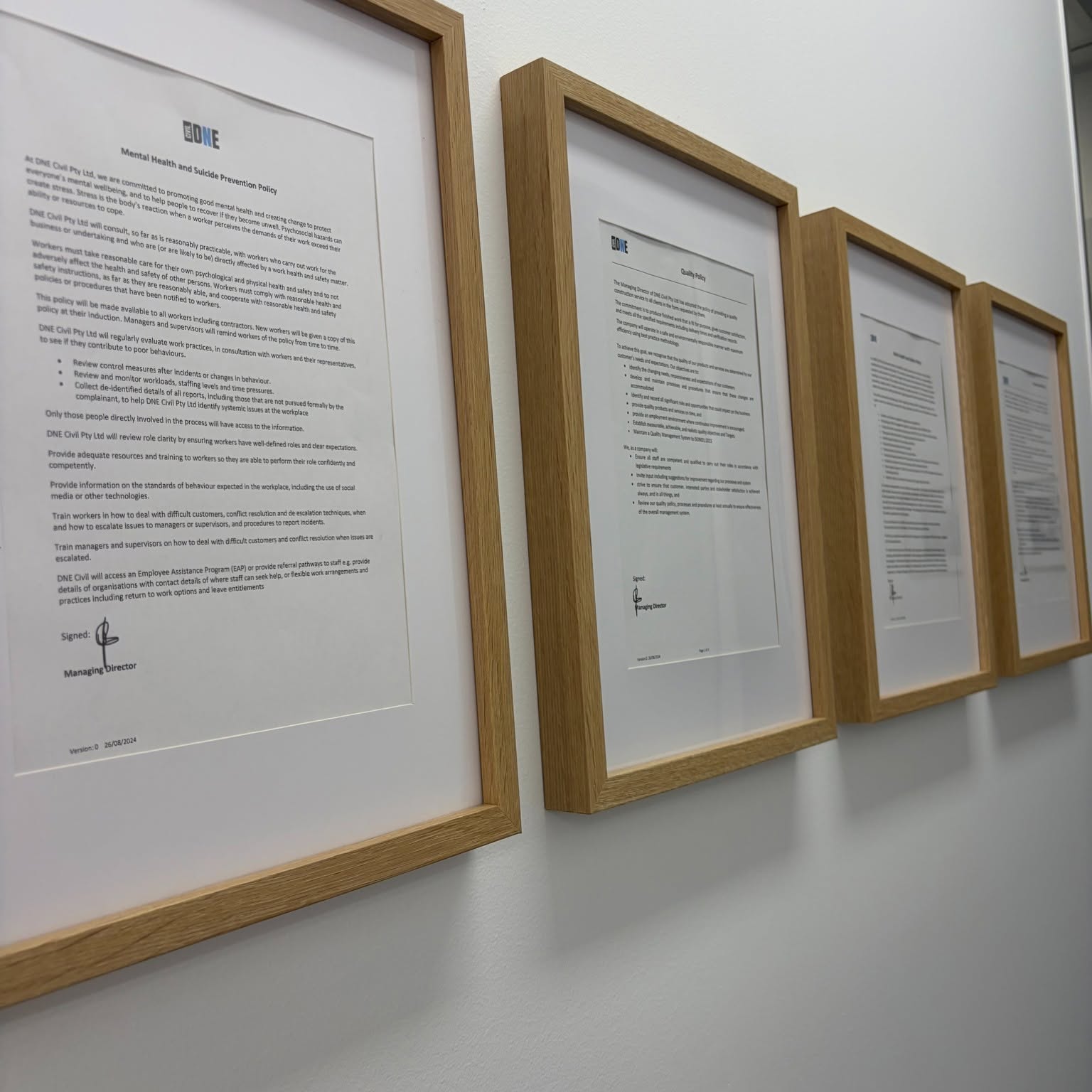 DNE Civil ISO certifications